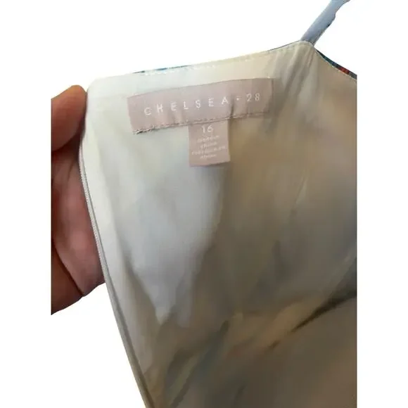 Chelsea28 Wedding Guest Vacation Resort Wear Midi Wrap‎ Dress 16 Blue Watercolor - Picture 6 of 6